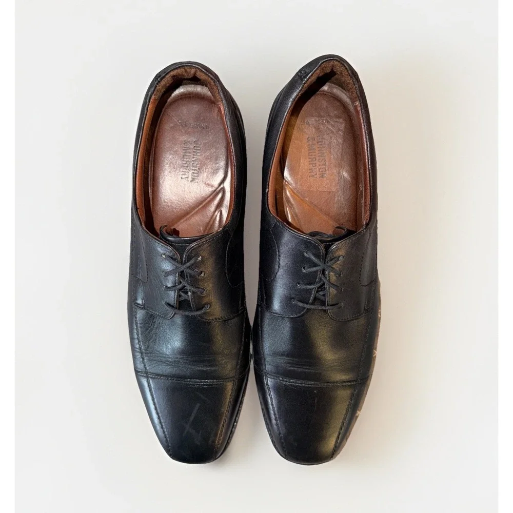 Johnston & Murphy Men's Bartlett Cap-Toe Lace-Up Oxfords Black 13M MSRP $159